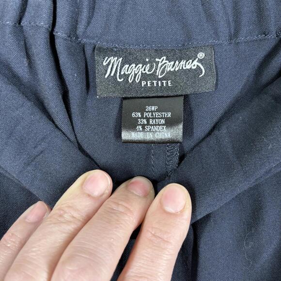 Maggie Barnes Pants Women 26W Plus Blue High Rise Pleated Chino Pockets Pull On - Picture 5 of 6